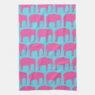 Pink Elephant Silhouetten Muster Geschirrtuch