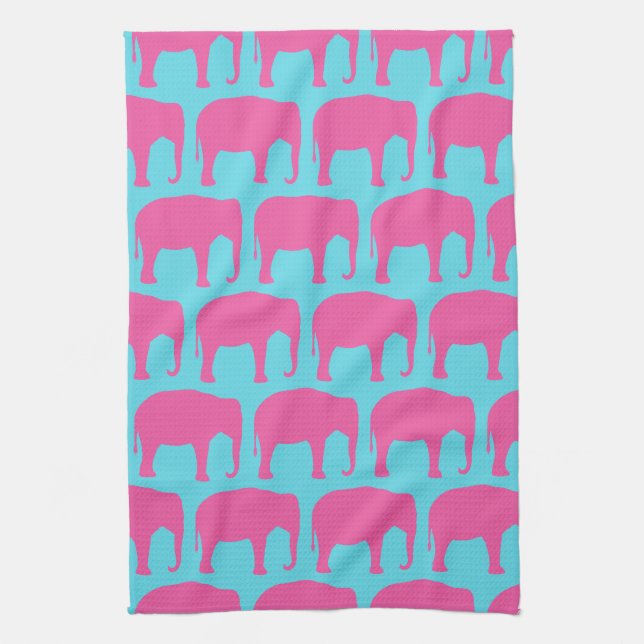 Pink Elephant Silhouetten Muster Geschirrtuch (Vertikal)