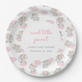 Pink Elephant Sweet Little Peanut Baby Dusche Pappteller