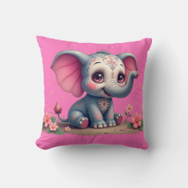 Pink Elephant Throw Pillow Kissen