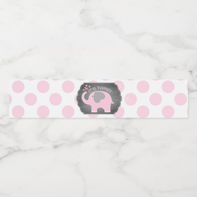 Pink Elephant Twin Girls Dot Baby Dusche (Einzelnes Label)