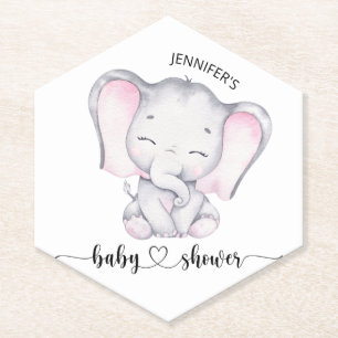 Pink Elephant Watercolor Babydusche Untersetzer