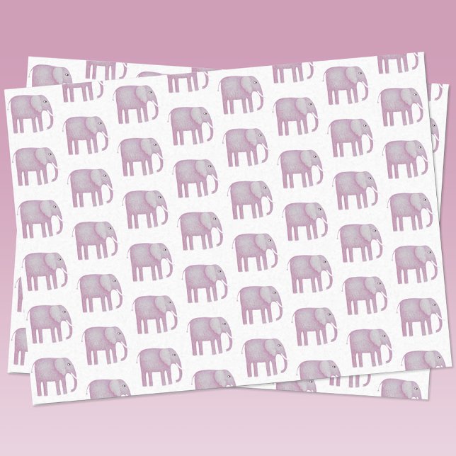 Pink Elephant Watercolor Seidenpapier (Pink watercolor elephant tissue paper)