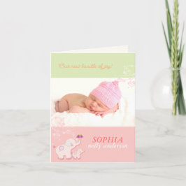 Pink Elephants Baby Girl Foto Geburtsankündigung Ankündigung