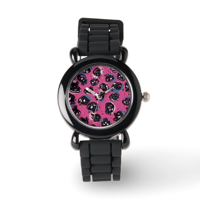 Pink-emo-Skulpturenzubehör Schmuckuhren Armbanduhr (Vorderseite)