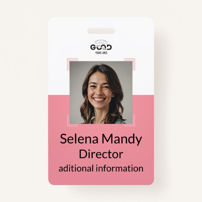 Pink | Employee Foto ID Company Security Abzeichen Ausweis (Vorderseite)