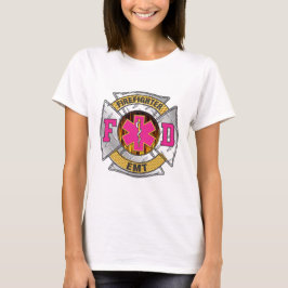 Pink EMT Feuerwehrmann T-Shirt