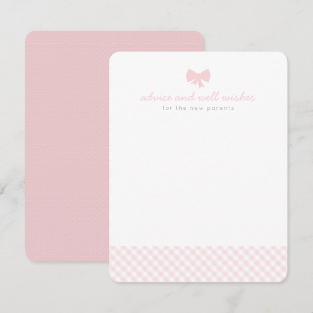 Pink en vichy conseil bien souhaits baby shower ca (Devant / Derrière)