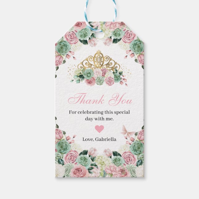 Pink Enchanted Garden Quinceanera Vielen Dank Geschenkanhänger (Vorderseite)
