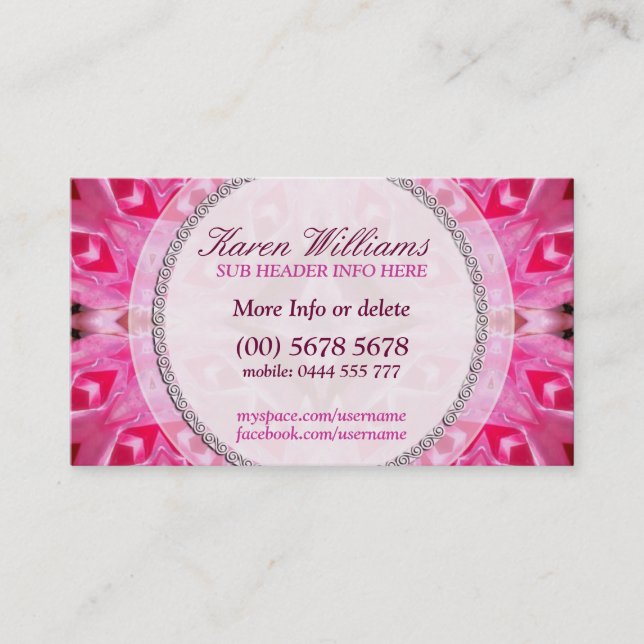 Pink Energy New Age Carte de visite holistique (Devant)