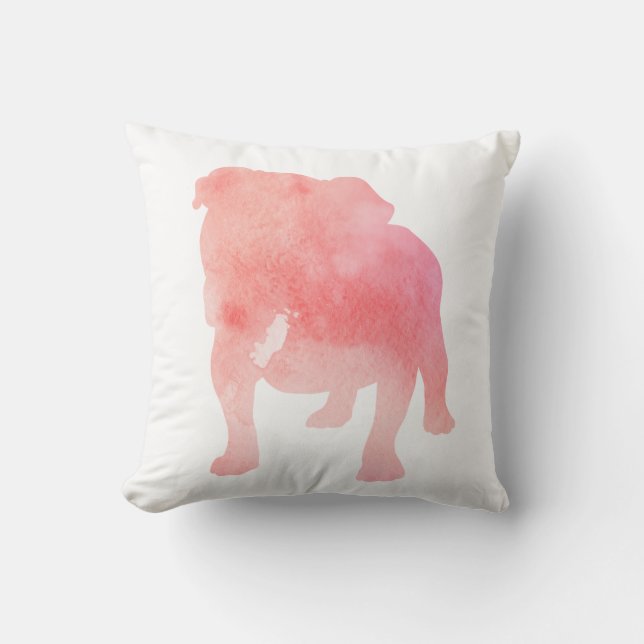Pink English Bulldog Hund Art Kissen (Vorderseite)