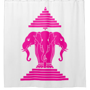 Pink Erawan Three Headed Elephant Lao / Laos Flag Duschvorhang