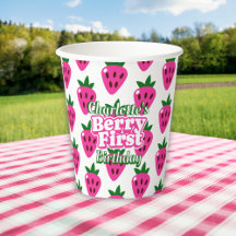 Pink Erdbeere Erste Geburtstag 