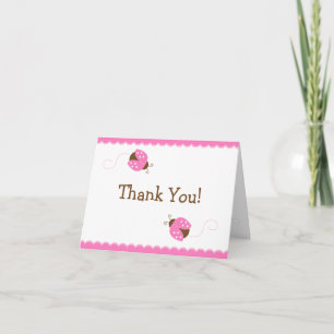 Pink et Brown Ladybug Merci Carte de notes