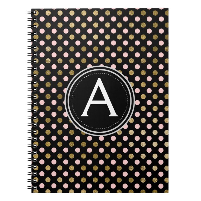 Pink et Gold Foil Carnet de point Polka Polka (Devant)
