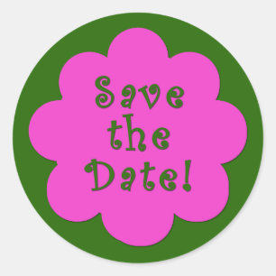 Pink et vert amusant Enregistrer Stickers Date