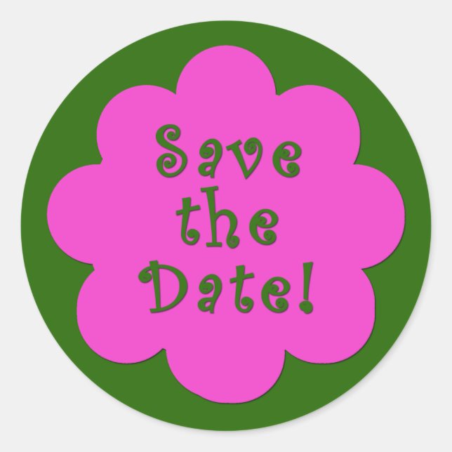 Pink et vert amusant Enregistrer Stickers Date (Devant)