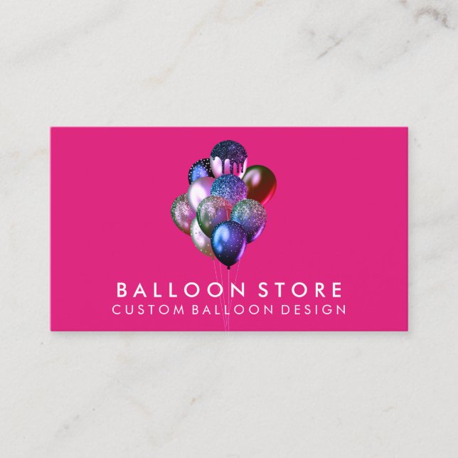 Pink Event Plan Party Dekoration Glitzer Balloons Visitenkarte (Vorderseite)