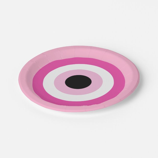 Pink Evil Eye Pappteller (Schrägansicht)