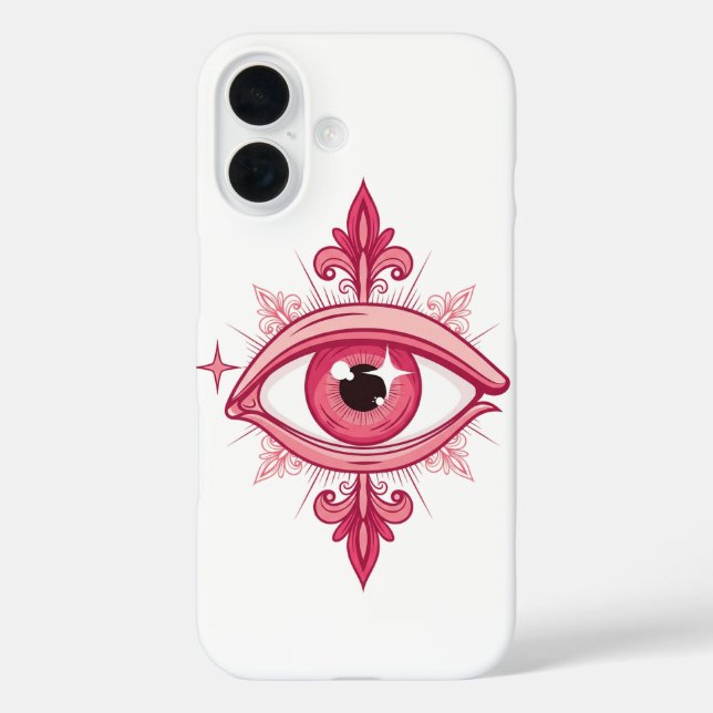 Pink Evil Eye Tattoo Design Sketch iPhone 16 Hülle (Rückseite)