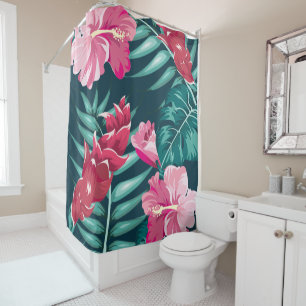 Pink Exotic Blume Design Duschvorhang