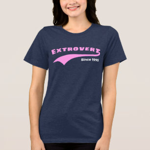 Pink Extrovertierte Typografie Swoosh Benutzerdefi Tri-Blend Shirt