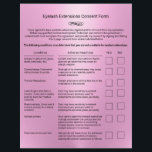 Pink Eyelash Extension Salon Haftungsbefreiung Flyer<br><div class="desc">Rosa Haftung Waiver Eyelash Extension Salon Flyer.</div>