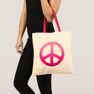 Pink Fade Peace Sign Tragetasche