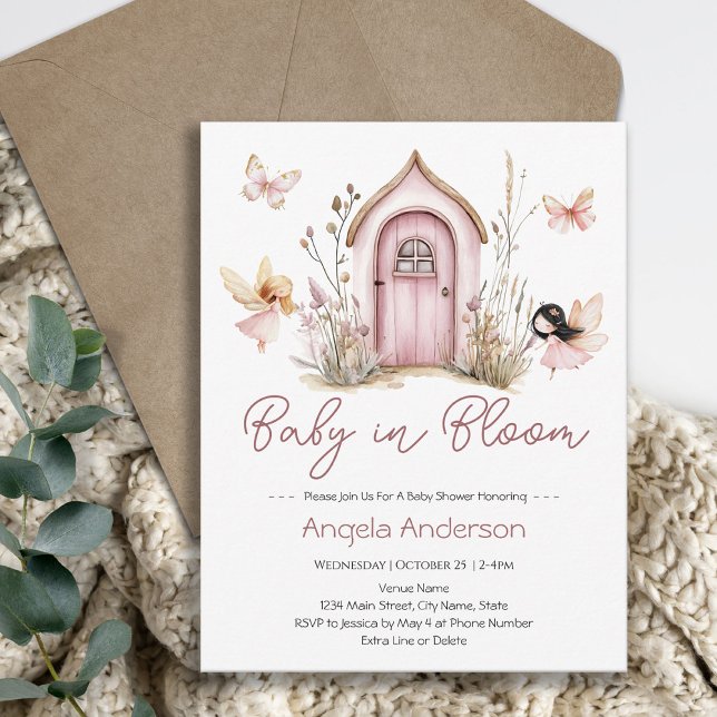 Pink Fairies Baby in Bloom Butterfly Babydusche Einladung (Von Creator hochgeladen)