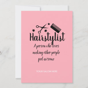 Pink Fairstylist Zitat Funny Friseur Stars Feiertagskarte