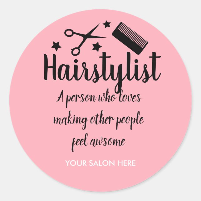 Pink Fairstylist Zitat Funny Friseur Stars Runder Aufkleber (Vorderseite)