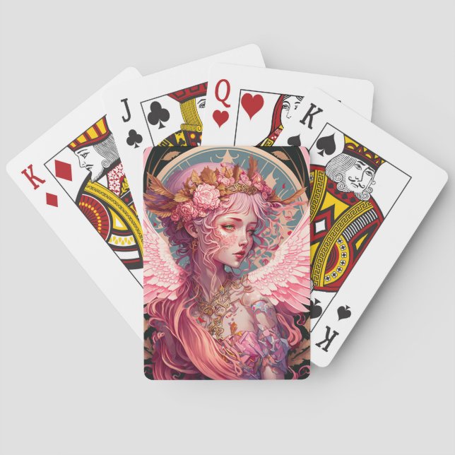 Pink Fairy Angel Fantasy Art Spielkarten (Rückseite)