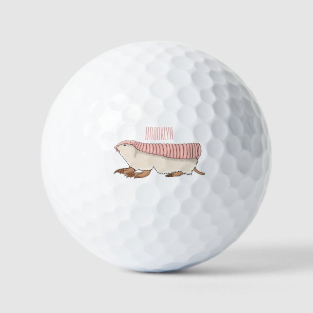 Pink fairy armadillo cartoon illustration golfball (Vorderseite)