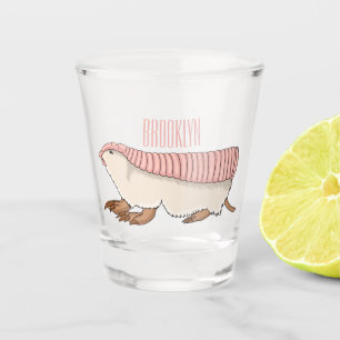 Pink fairy armadillo cartoon illustration schnapsglas