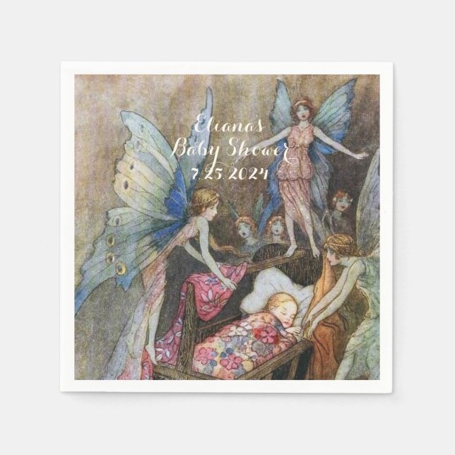 Pink Fairy Baby Blessing Baby Dusche Serviette (Vorderseite)