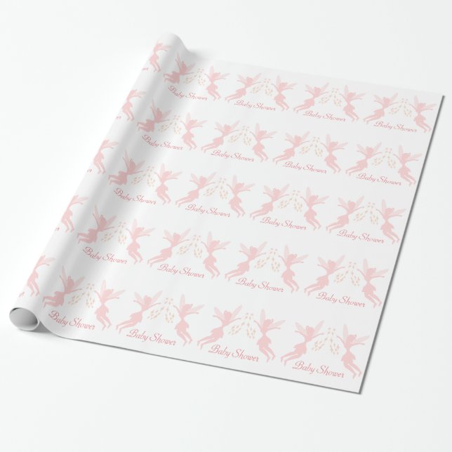 Pink Fairy Baby Dusche Geschenkpapier (Ungerollt)