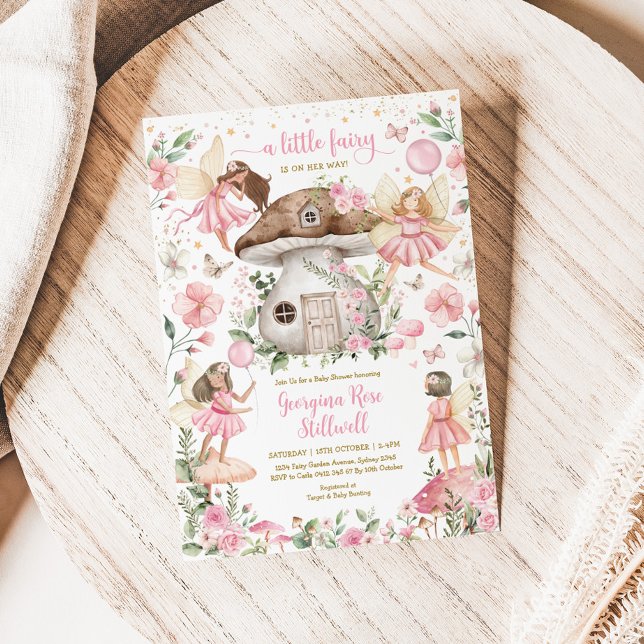 Pink Fairy Baby Dusche verzaubertes Forest Tea Par Einladung (Von Creator hochgeladen)