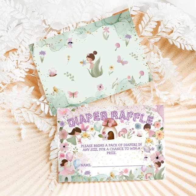 Pink Fairy Baby Girl Dusche Blume Windeln Raffel Begleitkarte (Von Creator hochgeladen)