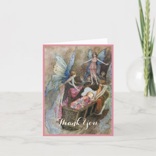 Pink Fairy Baby Segens Baby Shower Dankeskarte
