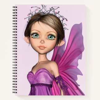 Pink Fairy Big Eyes Fantasy Portrait Notizbuch