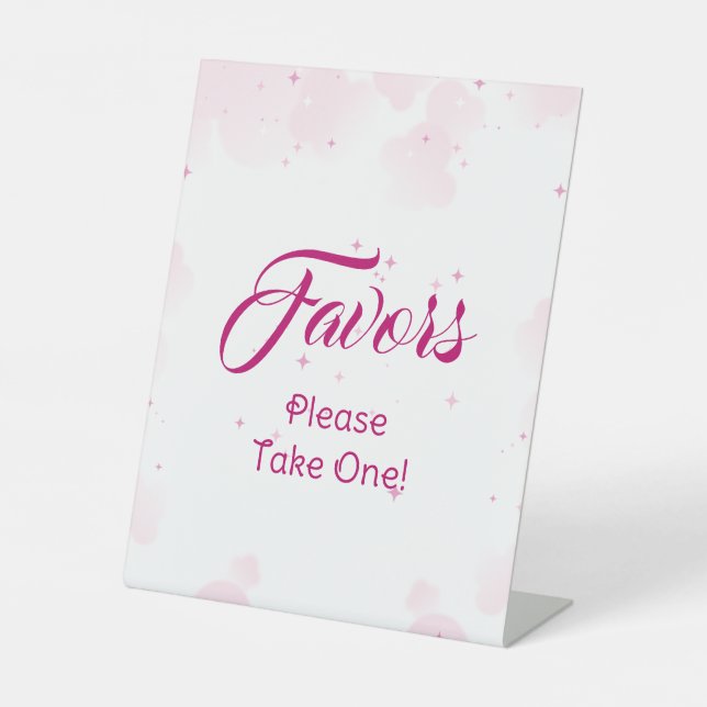 Pink Fairy Cloud & Stars favorisiert Baby Dusche Sockelschild (Vorderseite)