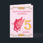 Pink Fairy Daughter 5. Geburtstag Karte<br><div class="desc">Pink Fairy Daughter's 5. Geburtstagskarte Diese Happy 5. Geburtstagskarte enthält eine schwungvolle rosa Fee auf einem hellrosa Hintergrund mit gelben Blume. Diese Karte wäre eine gute Möglichkeit, um Ihre Daughters 5. Geburtstag zu feiern, besonders wenn sie Fairies Liebe. Die Karte kann mit ihrem Namen auf der Vorderseite personalisiert werden. Die...</div>