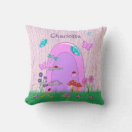 Pink Fairy Door Throw Kissen