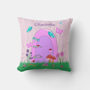 Pink Fairy Door Throw Kissen
