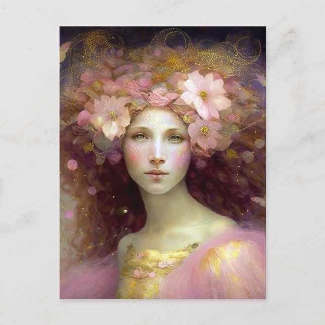 Pink Fairy Fantasy Art Postkarte (Vorderseite)