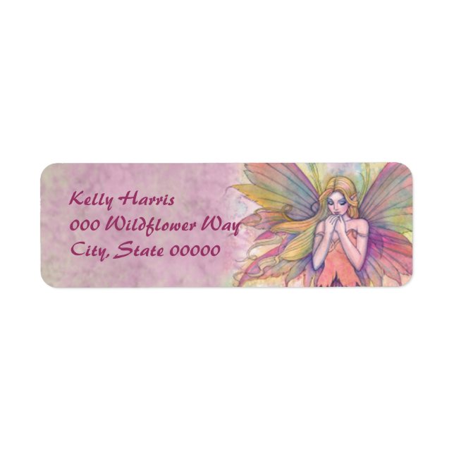 Pink Fairy Fantasy Art Rücksendeadressen-Aufkleber (Vorne)