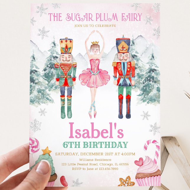 Pink Fairy Nutcracker Geburtstag Winter Einladung (Von Creator hochgeladen)