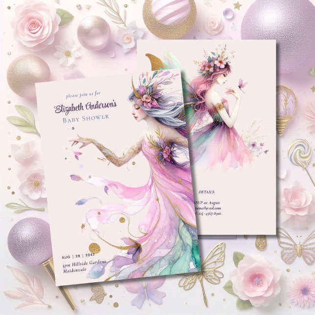 Pink Fairy Tale Princess Rose Girls Baby Dusche Einladung (Von Creator hochgeladen)