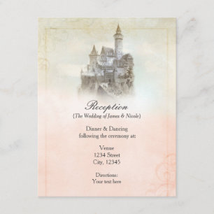 Pink Fairy Tale Storybook Burg Hochzeitsempfang Begleitkarte