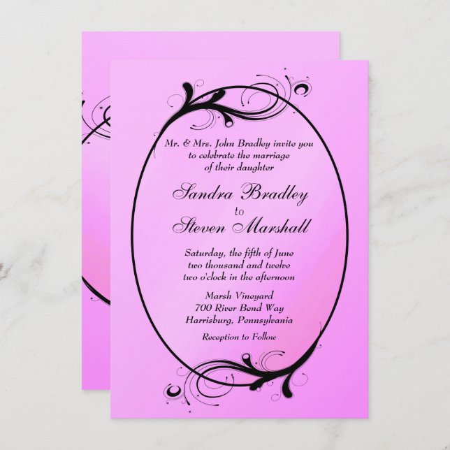 Pink Fairytale Faire-part de mariage (Devant / Derrière)